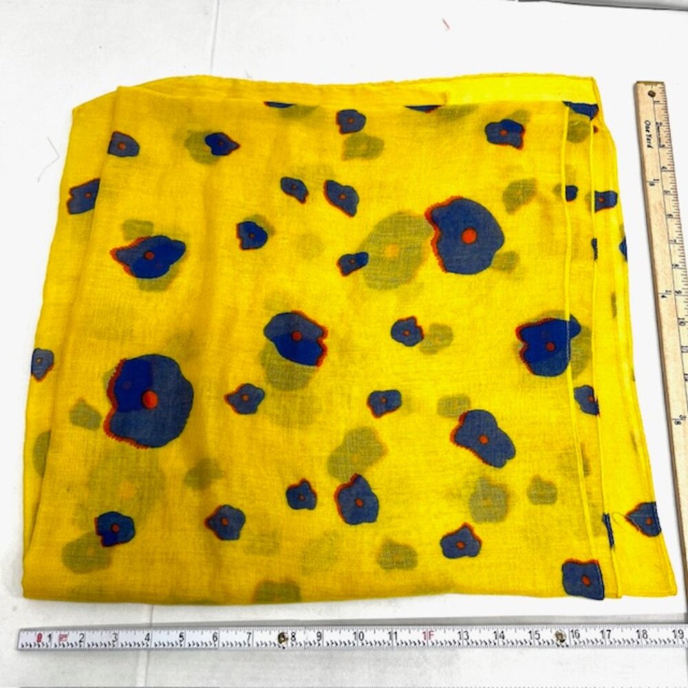 Jennifer, Scarf/wrap 72"x34"  soft cotton mixed, yellow blue dot printed (45) - Picture 7 of 7